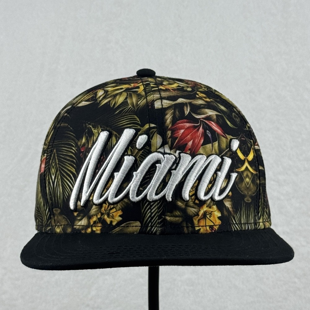Miami Hat Cap Snap Back Tropical Floral Embroidered Streetwear Mens Essencial